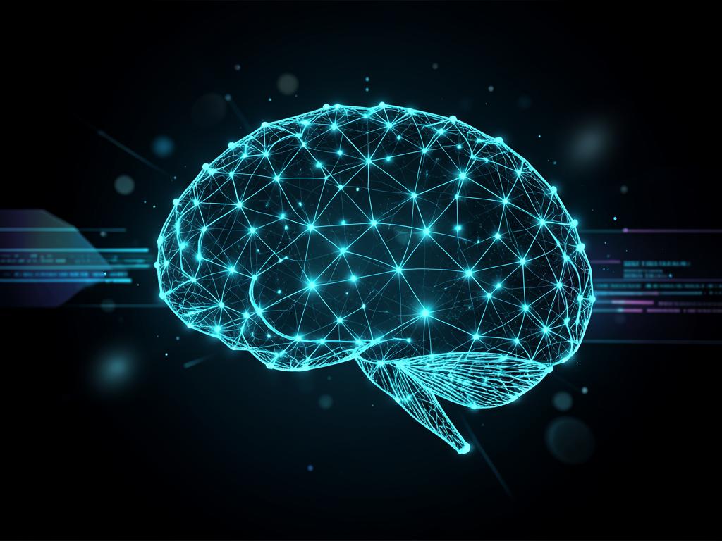 Glowing cyan AI neural network representing intelligent automation solutions